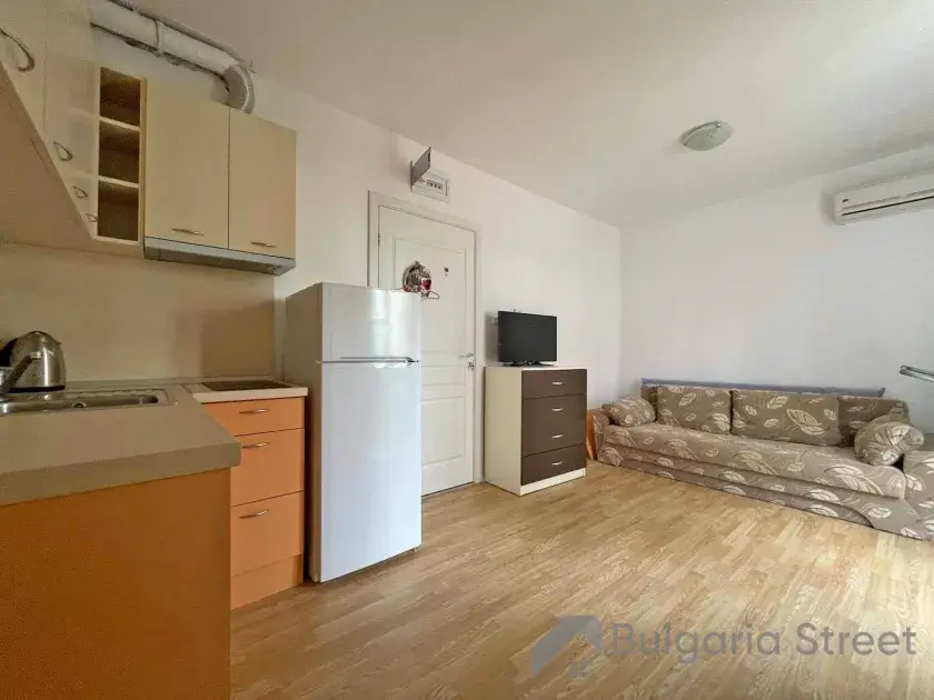 lodówka, sofa, aneks kuchenny