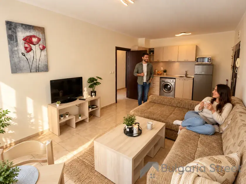 widok na salon i aneks kuchenny